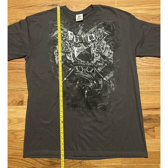 Denver Broncons NFL Football shirt Size large ? Affliction Style Y2K Gray Tee - Picture 3 of 8